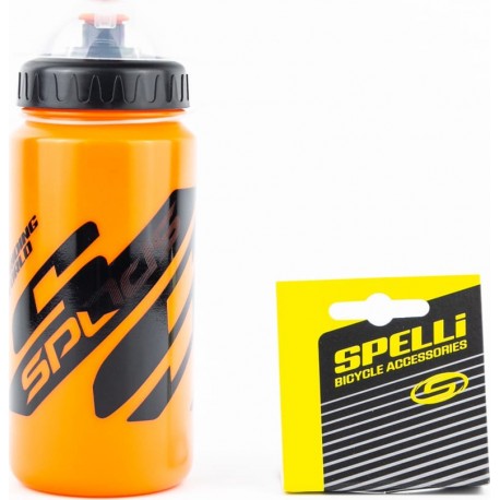 Фляга пластикова 600мл, з захисною кришкою, помаранчево-чорна SWB-528-М SPELLI