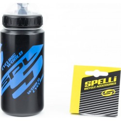 Фляга пластикова 600мл, з захисною кришкою, чорно-синя SWB-528-M SPELLI
