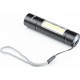 Ліхтар 1 LED+COB 300 lumen ручний, алюмінієвий, Li-ion 3.7V 450mAh зарядка від USB, вологозахисний, в пластиковому боксі, чорний