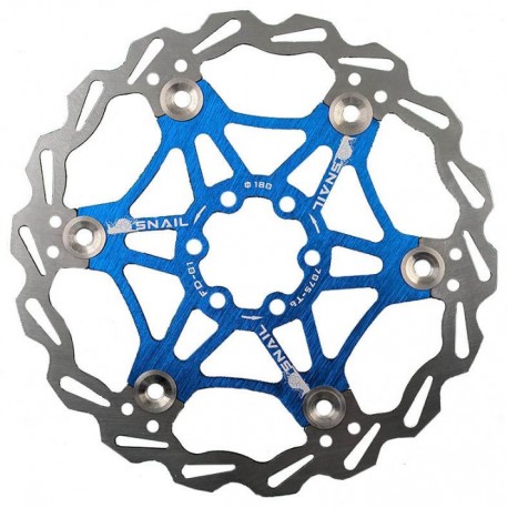 Гальмівний диск 160мм, кріпл. 6 болтів, на алюмінієвому павуку, синій FD-01 SNAIL