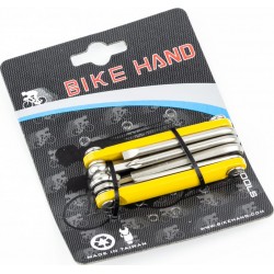 Ключ-набор 9 предметов (шестигранники 2,2.5,3,4,5,6,8мм, отвёртки прямая и фигурная), жёлтый YC-262 BIKE HAND