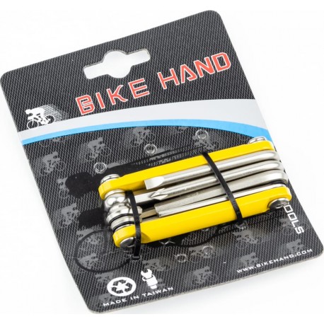 Ключ-набір 9 предметів (шестигранники 2,2.5,3,4,5,6,8мм, викрутки пряма та фігурна), жовтий YC-262 BIKE HAND