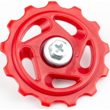Ролик перекидки цепи задней 13T, пластиковый, красный Китай