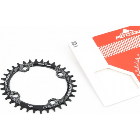 Зірка передня MTB (Oval) Narrow Wide 34Т (BCD:104мм), алюмінієва, чорна Motsuv