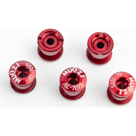 Бонки (болти) 6,5/10мм для кріплення одинарної зірки, алюмінієві, червоні 5шт к-кт MUQZI