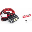 Фонарь налобный 1 LED+COB 500 lumen, АКБ Li-ion 3.7V 18650 зарядка от USB, влагозащитный, чёрный NF-611 Китай