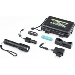 Фонарь LED Cree XML-T6 (Zoom) 700 lumen ручной, алюминиевый, АКБ Li-ion 3.7V 18650 зарядка от авто/220V, влагозащитный, чёрный B