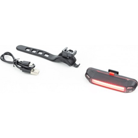 Фонарь задний 100 lumen, Li-ion 3.7V 500mAh зарядка от USB, влагозащитный, чёрный Китай