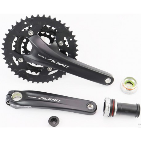 Шатуны "Hollowtech II" 175мм, 44.32.22T MTB+каретка SM-BB52, интегрированная ось 24мм, алюминиевые, чёрные ALIVIO FC-M4060 SHIMA