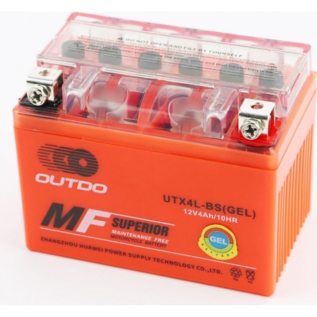 Акумулятор 12V4Ah UTX4L-BS GEL (L113*W70*H85мм), від 10шт -5% OUTDO