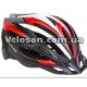 Шлем велосипедный с козырьком CIGNA WT-068 черно-бело-красный М (54-57см)