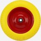 Колесо на тачку "ПЕНОПОЛИУРЕТАН" 3,50-8, пром-подшипники под ось 16мм, жёлто-красное (низкого качества) Китай