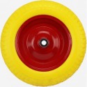 Колесо на тачку "ПЕНОПОЛИУРЕТАН" 3,50-8, пром-подшипники под ось 16мм, жёлто-красное (низкого качества) Китай