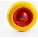 Колесо на тачку "ПЕНОПОЛИУРЕТАН" 3,50-8, пром-подшипники под ось 12мм, жёлто-красное Китай