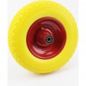 Колесо на тачку "ПІНОПОЛІУРЕТАН" 4,00-6, пром-підшипники під вісь 12мм, жовто-червоне Китай