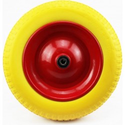 Колесо на тачку "ПІНОПОЛІУРЕТАН" 3,00-8 (13х3), під вісь 12мм, жовто-червоне Китай