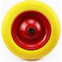 Колесо на тачку "ПЕНОПОЛИУРЕТАН" 3,00-8 (13х3), под ось 12мм, жёлто-красное Китай