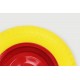 Колесо на тачку "ПІНОПОЛІУРЕТАН" 3,50-8, пром-підшипники під вісь 16мм, жовто-червоне (низької якості) Китай