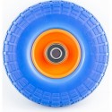 Колесо на тачку "ПІНОПОЛІУРЕТАН" 3,50-4, пром-підшипники під вісь 20мм, синьо-помаранчеве Китай