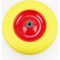 Колесо на тачку "ПЕНОПОЛИУРЕТАН" 4,00-8, пром-подшипники под ось 20мм, жёлто-красное Китай
