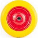 Колесо на тачку "ПІНОПОЛІУРЕТАН" 3,00-8 (13х3), пром-підшипники під вісь 16мм, жовто-червоне Китай
