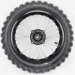 Колесо заднее спицованное+шина, в сборе 80/100-12 (3,00-12") "ось 12мм" Китай