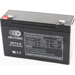 Аккумулятор 6V12Ah OT12-6 кислотный (L151*W50*H94мм) для ИБП, игрушек и др., от 4шт -5% OUTDO