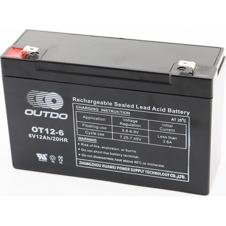 Аккумулятор 6V12Ah OT12-6 кислотный (L151*W50*H94мм) для ИБП, игрушек и др., от 4шт -5% OUTDO