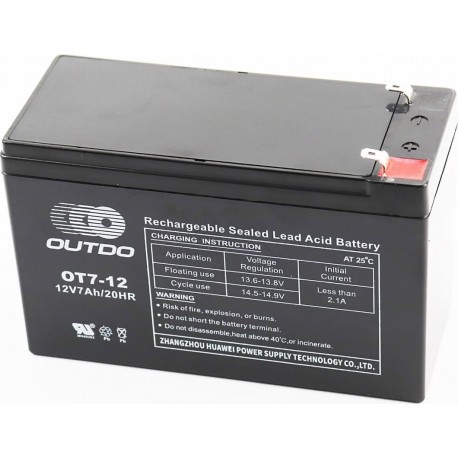 Акумулятор 12V7Ah OT7-12 кислотний (L151*W65*H94мм) для ДБЖ, іграшок та ін. OUTDO