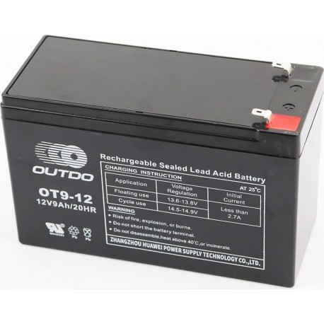 Акумулятор 12V9Ah OT9-12 кислотний (L151*W65*H94мм) для ДБЖ, іграшок та ін. OUTDO