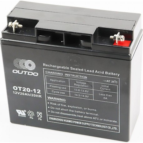 Акумулятор 12V20Ah OT20-12 кислотний (L181*W77*H167мм) для ДБЖ, іграшок та ін. OUTDO