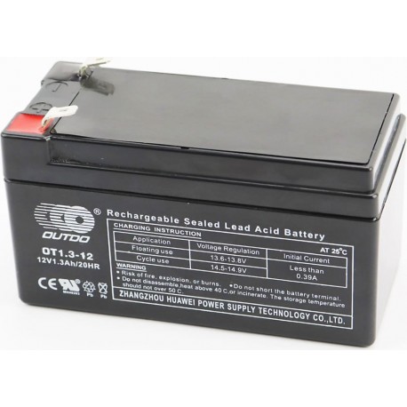 Аккумулятор 12V1,3Ah OT1,3-12 кислотный (L97*W45*H53мм) для ИБП, игрушек и др. OUTDO