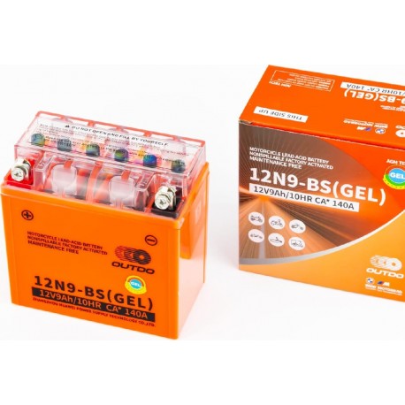 Акумулятор 12V9Ah 12N9-BS GEL (L135*W75*H135мм) "МОТО" OUTDO