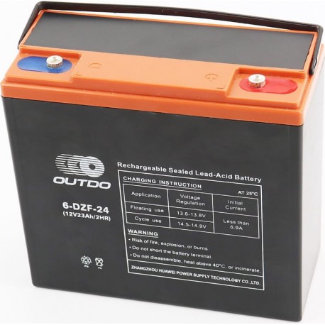 Акумулятор 12V23Ah 6DZF24 кислотний (L180*W78*H170мм) для ДБЖ, іграшок та ін. OUTDO