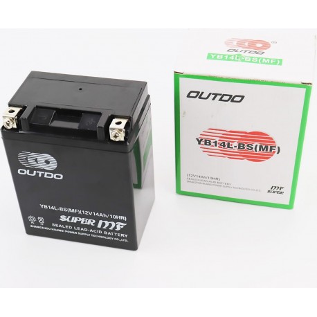 Аккумулятор 12V14Аh YB14L-BS(MF) кислотный (L132*W88*H163мм) OUTDO