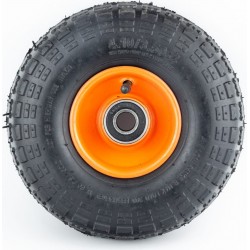Колесо на тачку 3,50/4,10-4, пром-подшипники под ось 20мм, чёрно-оранжевое Китай