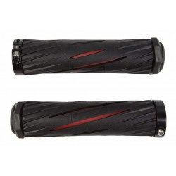 Грипсы 130мм BC-GR6432 черные с красной вставкой с алюм. замками