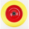 Колесо на тачку "ПІНОПОЛІУРЕТАН" 3,50-8, пром-підшипники під вісь 20мм, жовто-червоне Китай