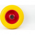 Колесо на тачку "ПІНОПОЛІУРЕТАН" 4,00-6, пром-підшипники під вісь 20мм, жовто-червоне Китай