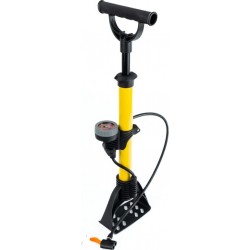 Насос ручний "підлоговий" з манометром 160 psi/11 bar, під штуцера Schrader&Presta, жовто-чорний JK-8002 Китай