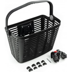 Корзина передняя с ручкой пластмассовая, крепл. быстросъёмное на руль, чёрная BL-045 Китай