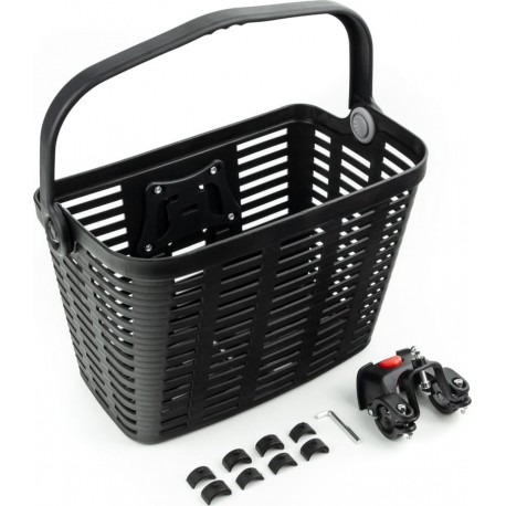 Корзина передняя с ручкой пластмассовая, крепл. быстросъёмное на руль, чёрная BL-045 Китай