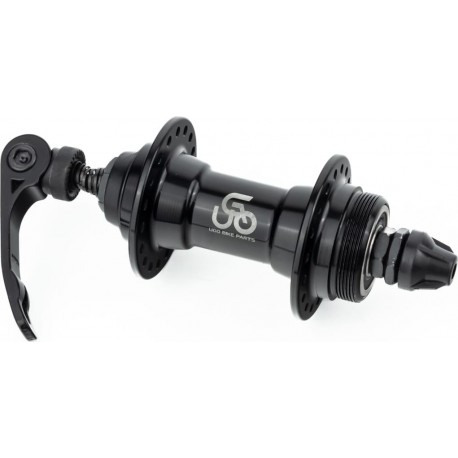 Втулка передняя MTB алюминиевая 14Gx36H, Disk-brake (резьба), 2 пром-подшипники 6200 2RS,  эксцентрик, чёрная U-B23FQR UGO