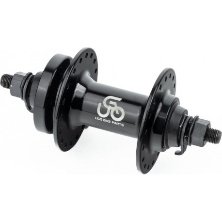 Втулка передня MTB алюмінієва 14Gx36H, Disk-brake, 2 пром-підшипники 6200 2RS, кріпл. гайка, чорна U-B07F UGO