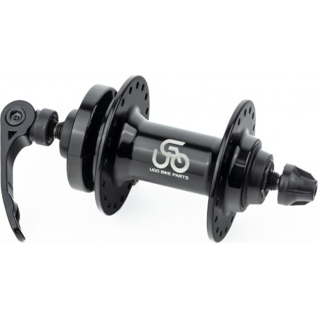 Втулка передня MTB алюмінієва 14Gx36H, Disk-brake, 2 пром-підшипники 6200 2RS, кріпл. ексцентрик, чорна U-B07FQR UGO