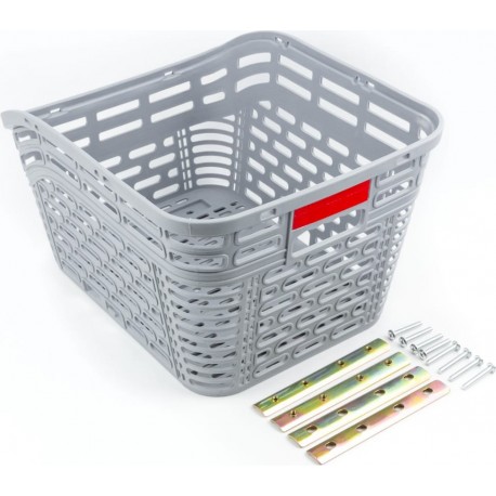 Корзина задняя пластмассовая, крепл. на багажник, серая Китай