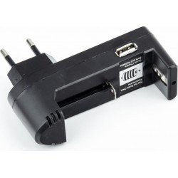 Зарядное устройство с индикацией заряда для АКБ Li-Ion 16340/14500/17670/18500/18650 4.2V-500mA, чёрное MS-G181U Китай