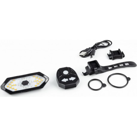 Ліхтар задній з поворотниками, пульт дистанційного керування, Li-ion 3.7V 900mAh  від USB,  чорний FY-1820 Китай