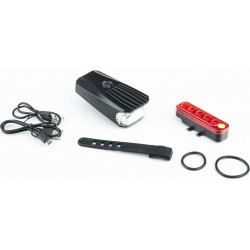 Ліхтар передній 800 lumen+задній 300 lumen, зарядка від USB, вологозахисні к-кт, QX-T0105 Китай