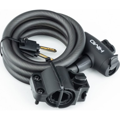 Замок противоугонный тросовый 1500х12мм под ключ, крепл. за трубу сидения HIMO Китай